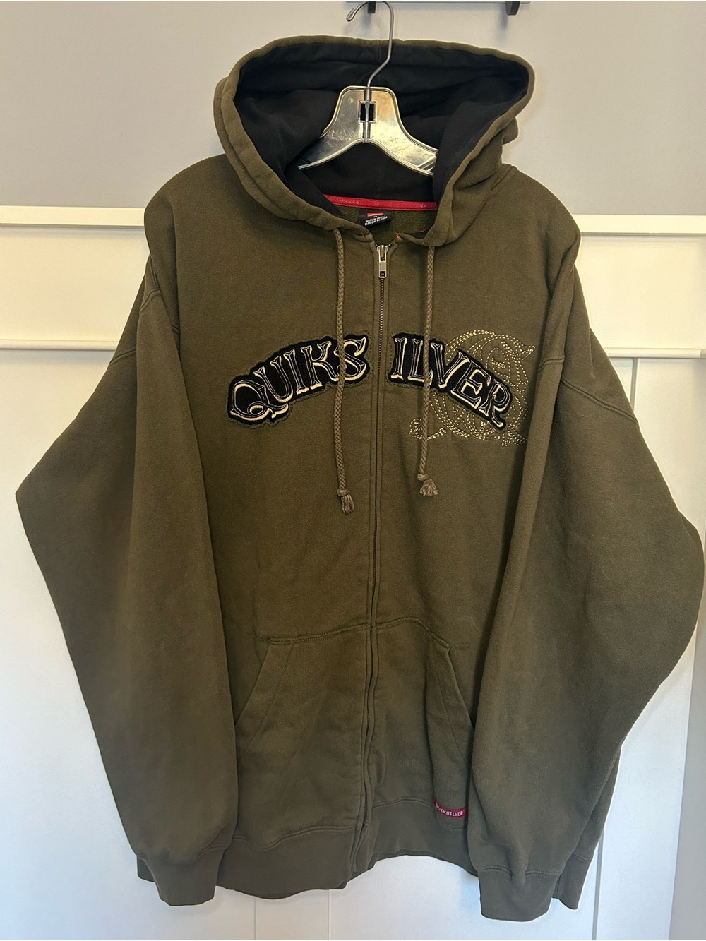 Vintage Quicksilver y2k distressed patch logo zip-up hoodie